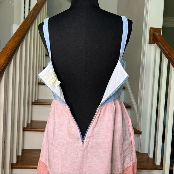 Cynthia Rowley Color Block Linen Summer Dress - Picture 5 of 8